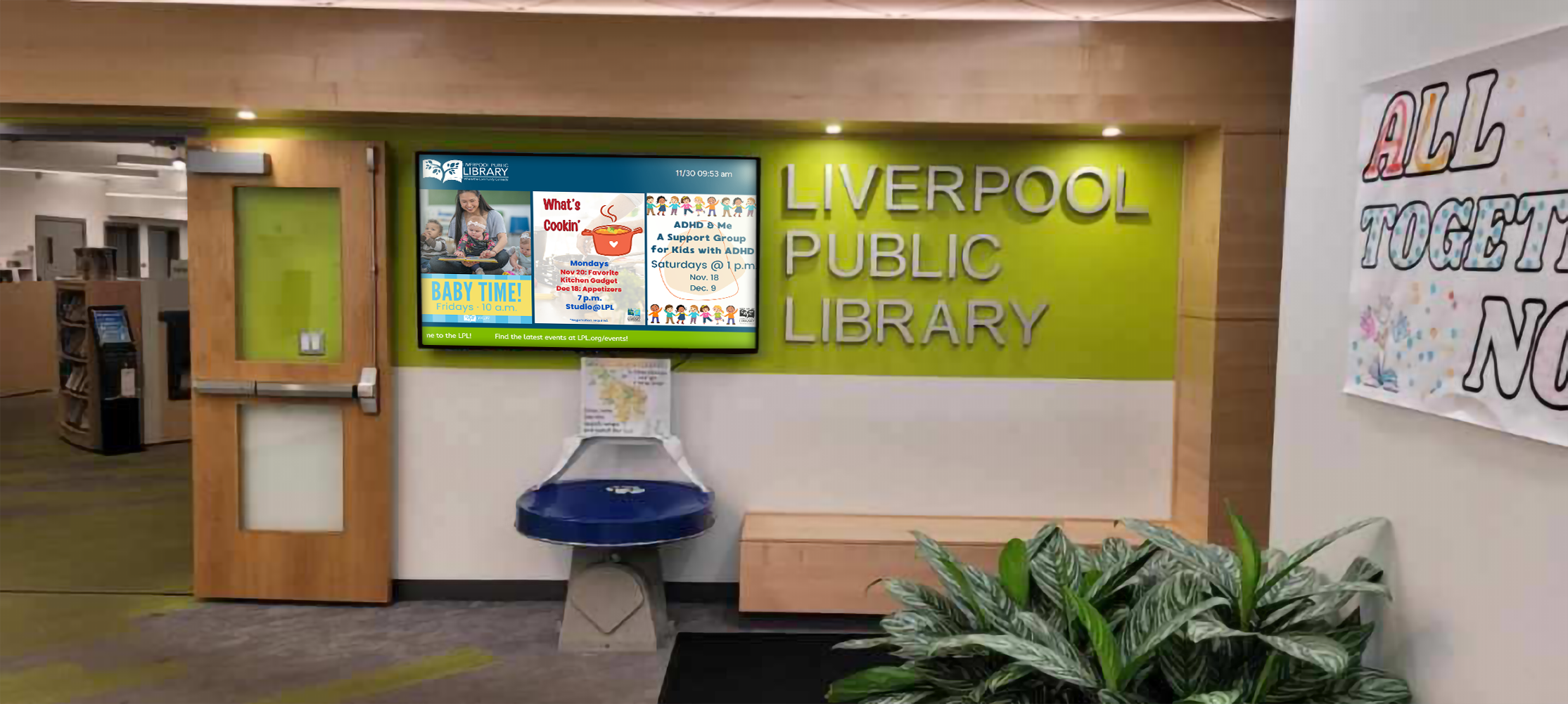 Liverpool Public Library, Library digital signage